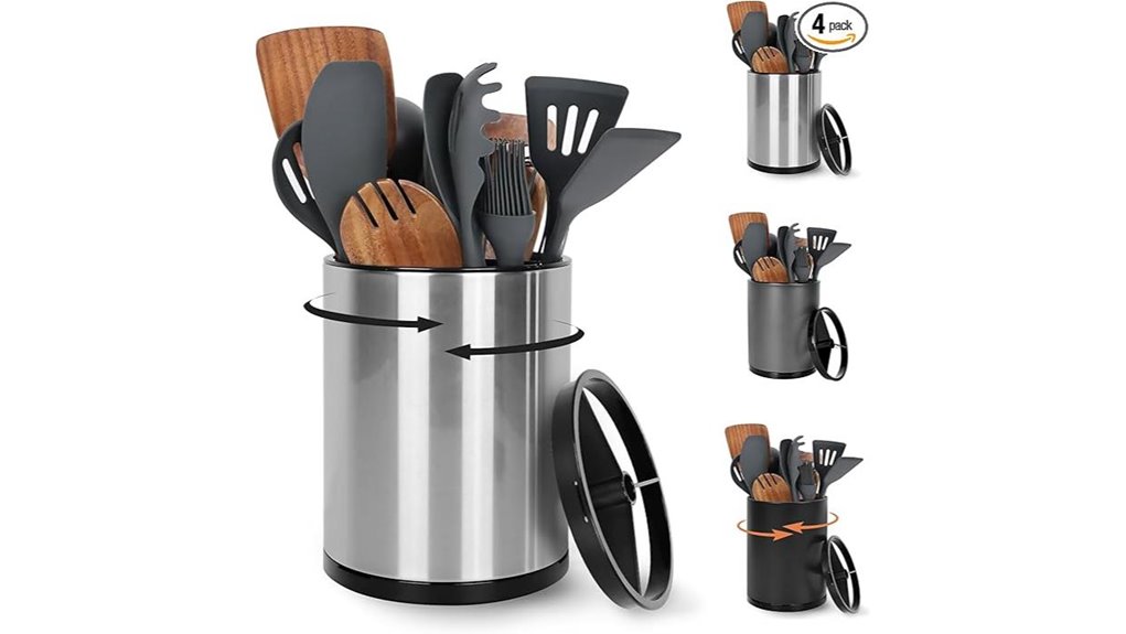 spacious rotating utensil organizer