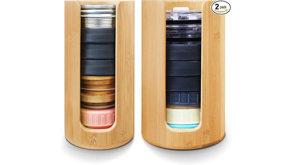 stackable bamboo jar lids