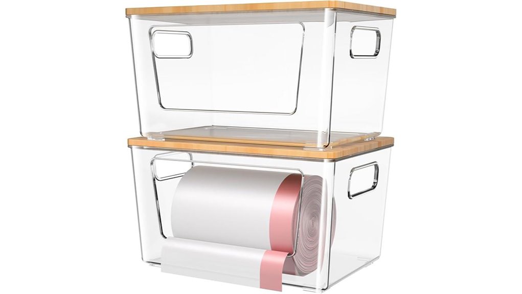 stackable bamboo trash holder