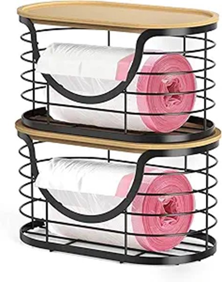 stackable bamboo trash holders