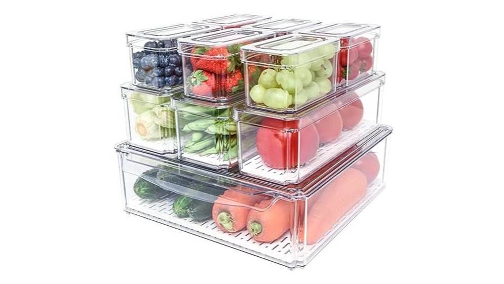 stackable fridge storage bins