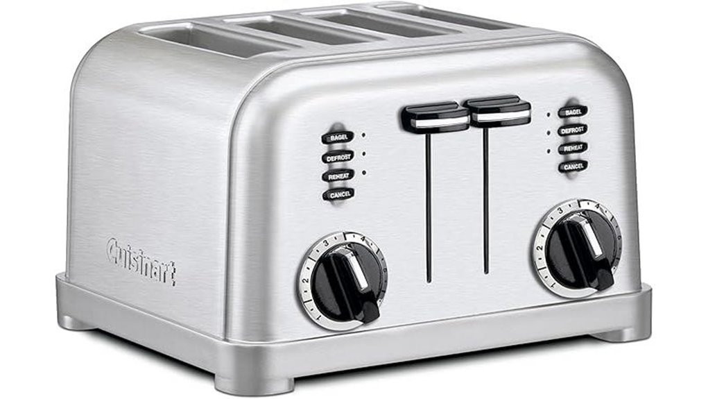 stainless steel four slice toaster