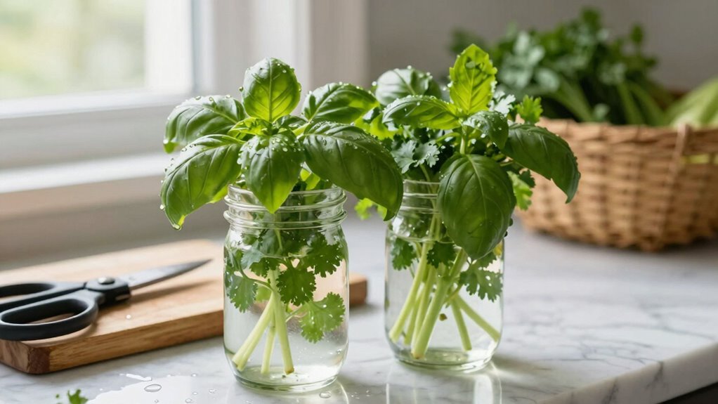 store sturdy herbs in water