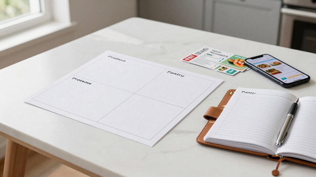 structured grocery shopping templates