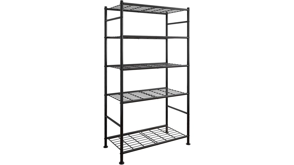sturdy black garage shelves