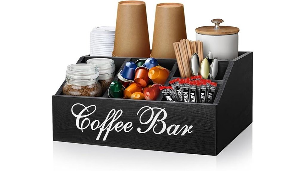 stylish wooden coffee organizer