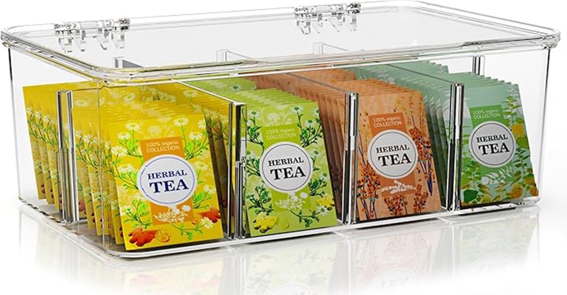 tea bag organizer with lids