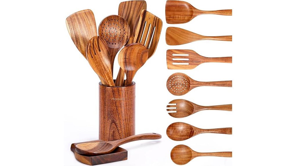 teak wood kitchen utensils