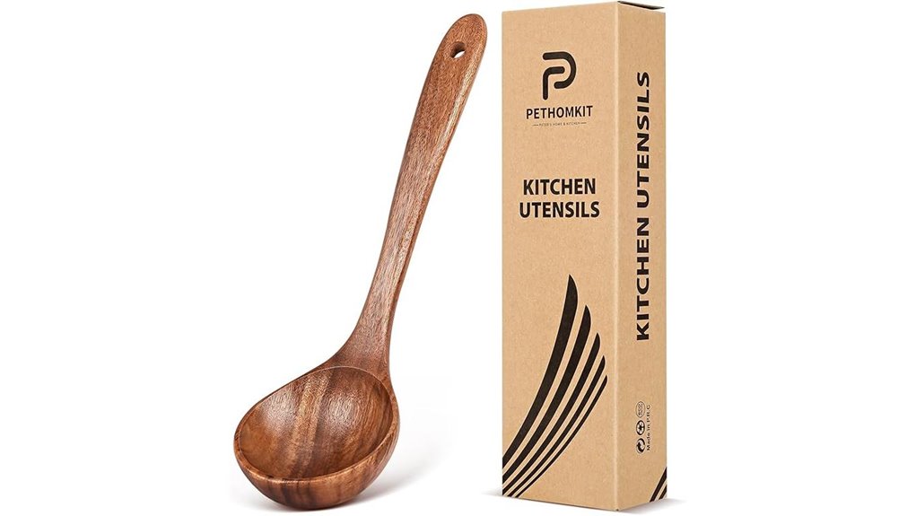 teak wood long ladle