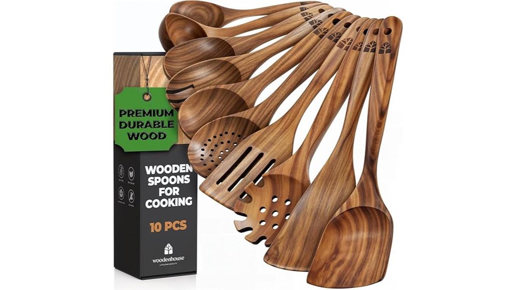 teak wood utensil set