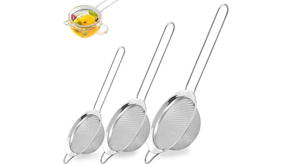 three piece mesh strainers set