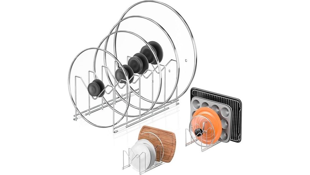 three stainless steel organizers