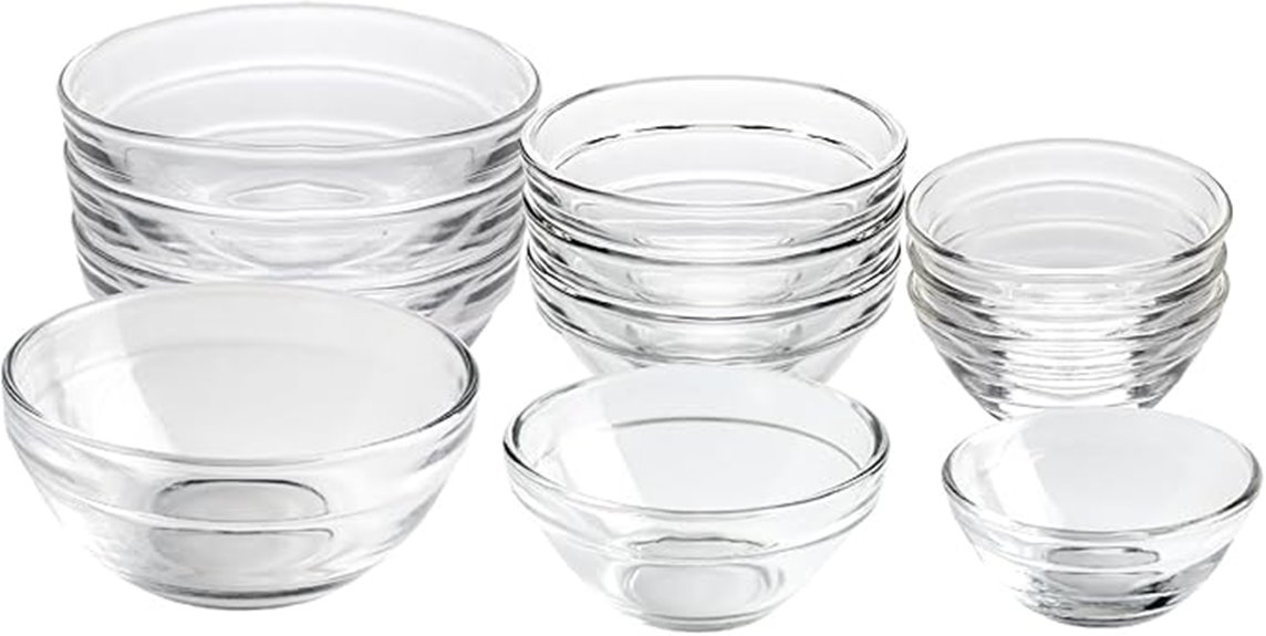 twelve piece glass bowls