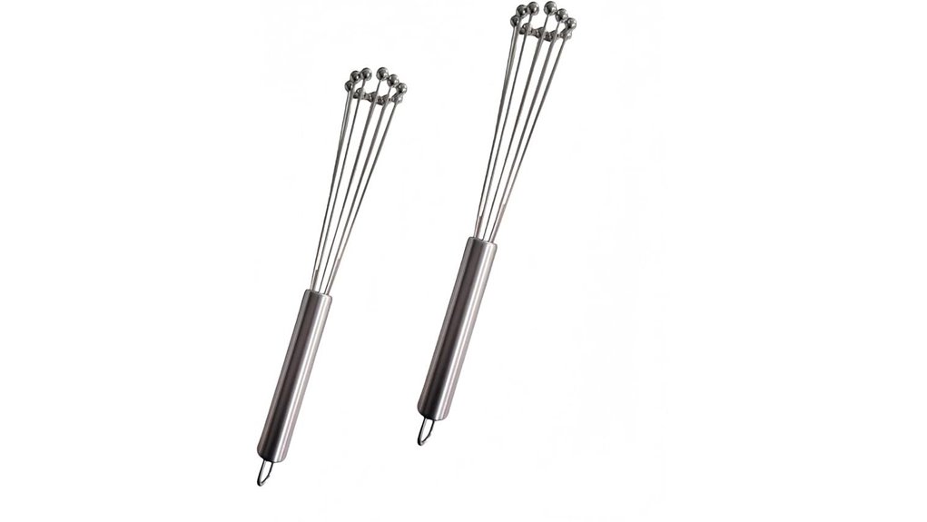 two stainless steel whisks