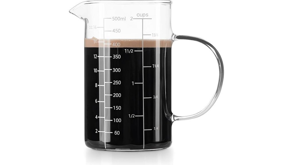 v shaped glass measuring cup