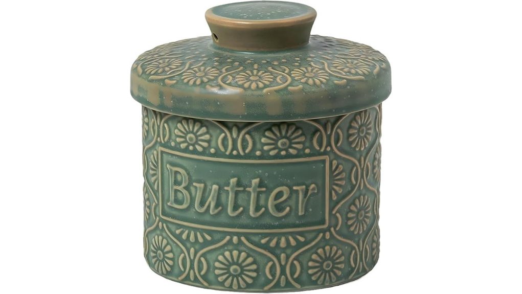 vintage green butter crock
