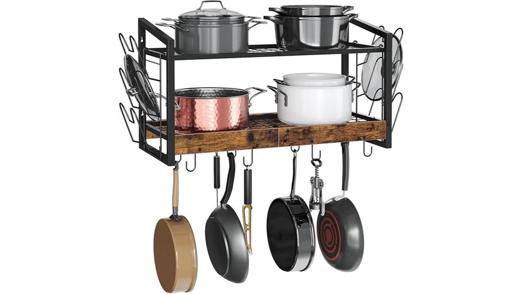 wall mounted pot rack hooks