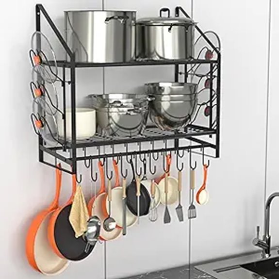 wall mounted pot rack hooks