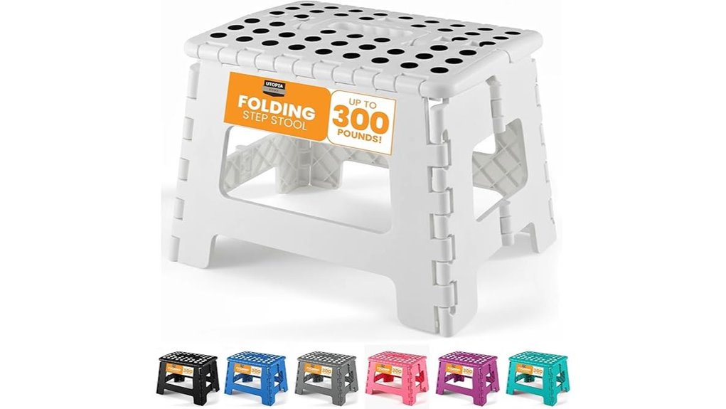 white folding step stool