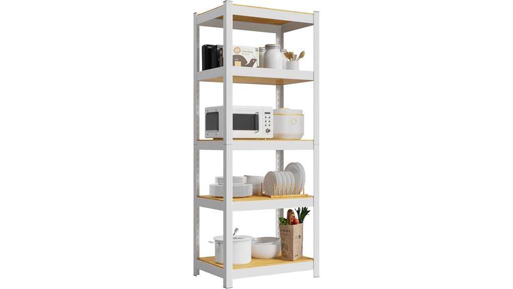 white metal shelving unit