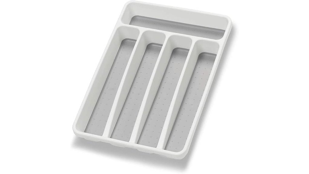 white plastic flatware organizer