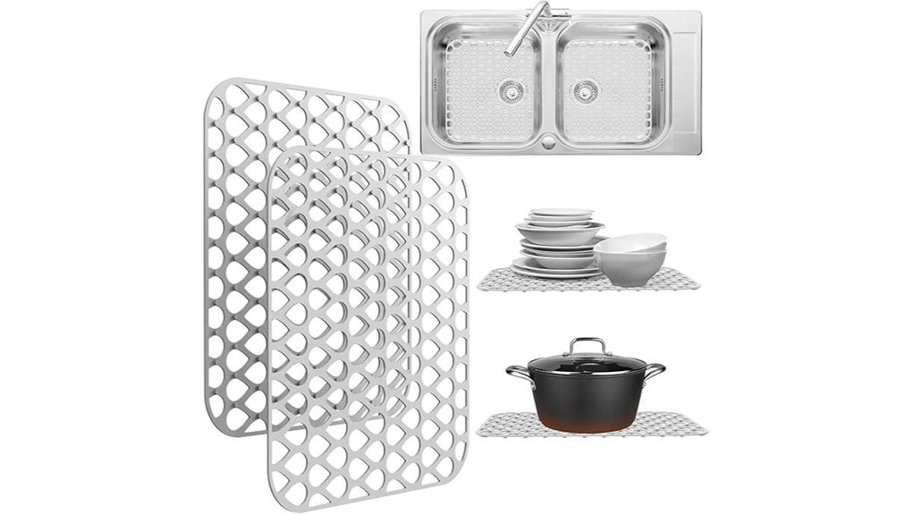 white silicone sink mats