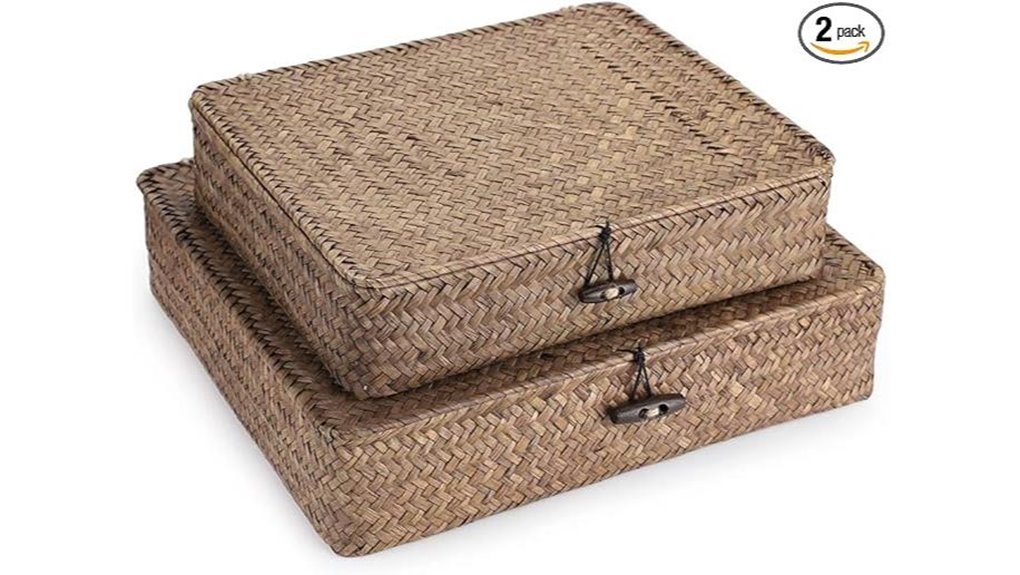wicker storage bins set