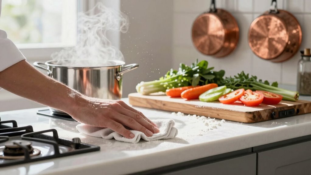 wipe surfaces as needed