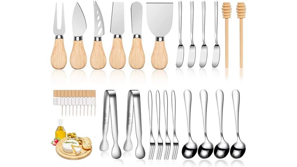 wooden cheese knives set