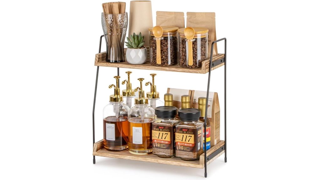 wooden coffee bar organizer