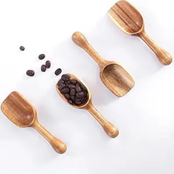 wooden coffee measuring scoops