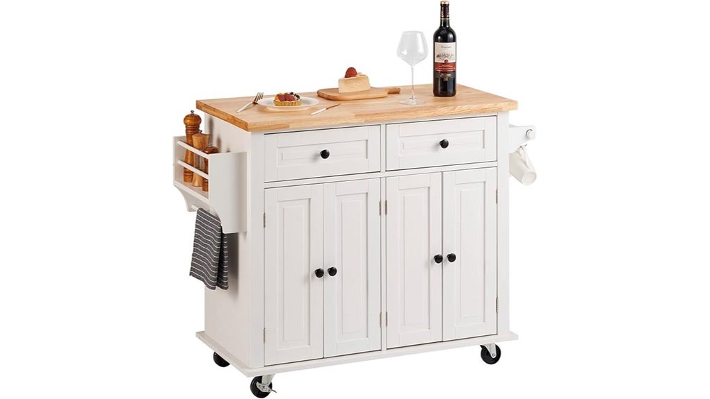 wooden kitchen island cart