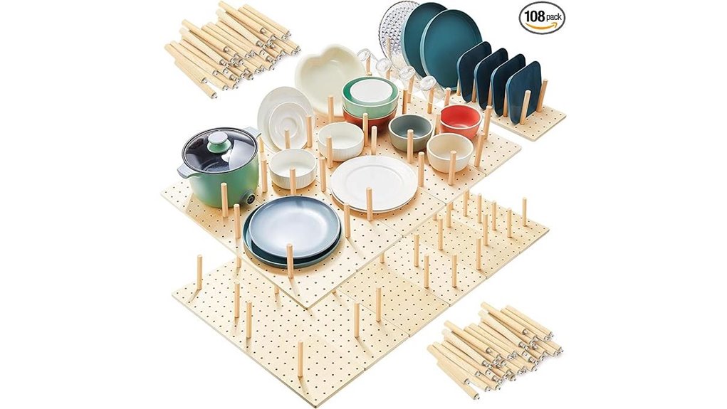 wooden pegboard drawer organizer