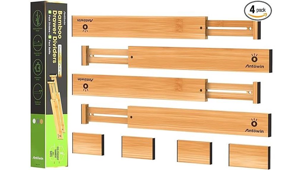 yellow bamboo drawer organizers