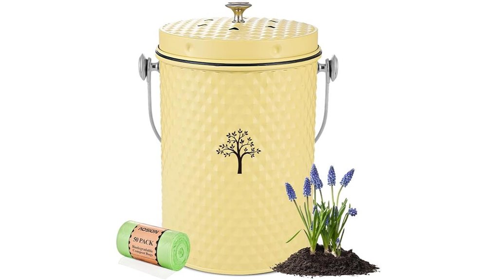 yellow countertop compost bin